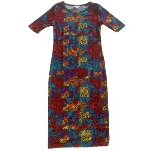 Lularoe Women’s Size XXS Julia Knit T-shirt Dress Short Sleeve Multicolor